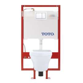 MH CWT437117MFG-3#01 1.28 and 0.9 GPF One-Piece D-Shape Wall-Hung Toilet with PEX Supply Line in Cotton