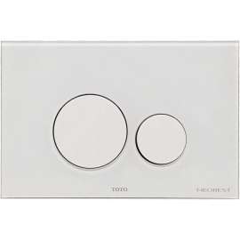 Rectangle Dual Button Push Plate for Toilet in White