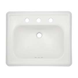 22-1/2-in Drop In Bathroom Sink with 3 Faucet Holes Drilled and Overflow