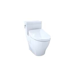 1.28 GPF One-Piece Elongated Toilet Bowl with Single Flush and Washlet+ S550E Washlet in Cotton White