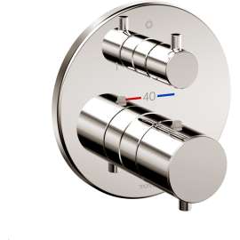 Round Thermostatic Mixing Valve with Two-way Diverter Trim in Polished Nickel