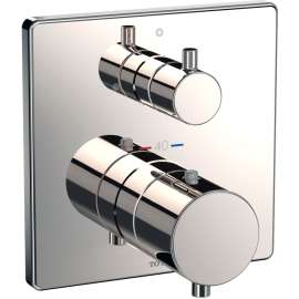 Square Thermostatic Mixing Valve with Volume Control Trim in Polished Nickel