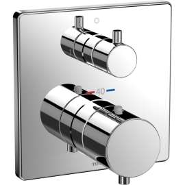 Square Thermostatic Mixing Valve with Two-way Diverter Trim in Polished Chrome