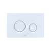 Dual Button Push Plate with Round Buttons for In-Wall Tank Systems in Matte White