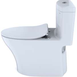 1.28 and 0.8 GPF One-Piece Elongated Toilet Bowl with Slim Seat in Cotton