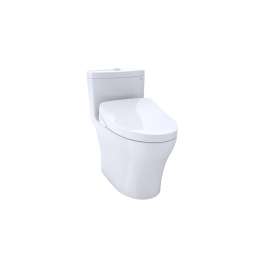 1.0 and 0.8 GPF One-Piece Elongated Toilet with Flush Mechanism and without Auto Flush in Cotton