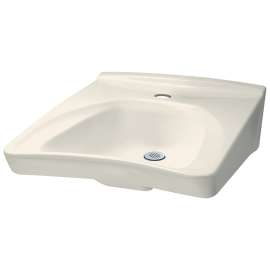 20-1/2-in Wall Mounted Bathroom Sink with Single Faucet Hole Drilled and Overflow in Sedona Beige