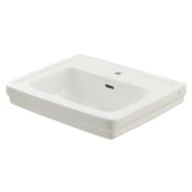 24-in Pedestal Bathroom Sink with Single Faucet Hole Drilled and Overflow, Less Pedestal