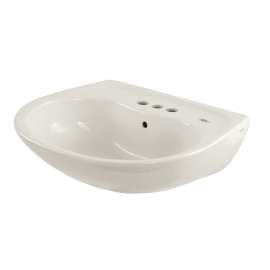 Supreme LT241.4G#01 22-7/8-in Wall Mounted Bathroom Sink with 3 Faucet Holes Drilled, Overflow and SanaGloss Ceramic Glaze in Cotton