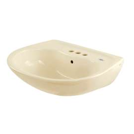 Supreme LT241.4G#03 22-7/8-in Wall Mounted Bathroom Sink with 3 Faucet Holes Drilled, Overflow and SanaGloss Ceramic Glaze in Bone