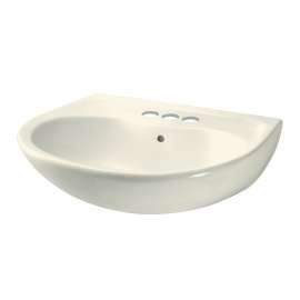 Supreme LT241.4G#12 22-7/8-in Wall Mounted Bathroom Sink with 3 Faucet Holes Drilled, Overflow and SanaGloss Ceramic Glaze in Sedona Beige