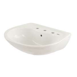 LT241.8G Supreme 22-7/8-in Wall Mounted Bathroom Sink with 3 Faucet Holes Drilled, Overflow and SanaGloss Ceramic Glaze