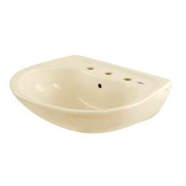 22-7/8-in Wall Mounted Bathroom Sink with 3 Faucet Holes Drilled, Overflow and SanaGloss Ceramic Glaze in Bone