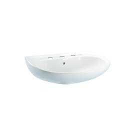 26-in Wall Mounted Bathroom Sink with 3 Faucet Holes Drilled, Overflow and SanaGloss Ceramic Glaze in Colonial White