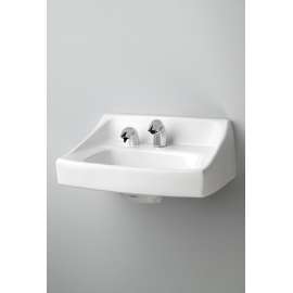 21-in Wall Mounted Bathroom Sink with Single Faucet Hole and Soap Dispenser Hole Drilled and Overflow in Cotton