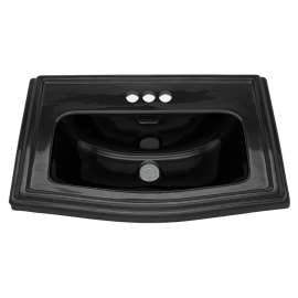 25-in Drop In Bathroom Sink with 3 Faucet Holes Drilled and Overflow in Ebony