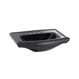 27-in Pedestal Bathroom Sink with 3 Faucet Holes Drilled and Overflow, Less Pedestal in Ebony