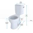 Toto(R) Entrada(Tm) Two-Piece Round 1.28 Gpf Universal Height Toilet With Right-Hand Trip Lever, Cotton White - CST243EFR#01