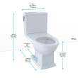 Toto(R) Connelly(R) Two-Piece Elongated Dual-Max(R), Dual Flush 1.28 And 0.9 Gpf Universal Height Toilet With Cefiontect, Cotton White - CST494CEMFG#01