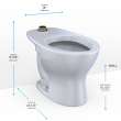 Toto(R) Tornado Flush(R) Commercial Flushometer Floor-Mounted Universal Height Toilet, Elongated, Cotton White - CT725CUF#01