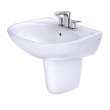 Toto(R) Supreme(R) Oval Wall-Mount Bathroom Sink With Cefiontect And Shroud For 4 Inch Center Faucets, Cotton White - LHT241.4G#01