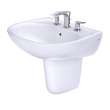 Toto(R) Supreme(R) Oval Wall-Mount Bathroom Sink With Cefiontect And Shroud For 8 Inch Center Faucets, Cotton White - LHT241.8G#01