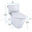 Toto(R) Nexus(R) Two-Piece Elongated 1.28 Gpf Universal Height Toilet With Cefiontect And Ss234 Softclose Seat, Washlet+ Ready, Cotton White - MS442234CEFG#01