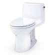 Toto(R) Ultramax(R) One-Piece Elongated 1.28 Gpf Universal Height Toilet With Right-Hand Trip Lever, Cefiontect(R) And Ss114 Softclose(R) Seat, Cotton White - MS608114CEFRG#01