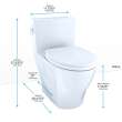 Toto Legato Washlet+ One-Piece Elongated 1.28 Gpf Universal Height Skirted Toilet With Cefiontect, Cotton White - MS624124CEFG#01