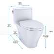 Toto(R) Nexus(R) One-Piece Elongated 1.28 Gpf Universal Height Toilet With Cefiontect(R) And Ss124 Softclose Seat, Washlet(R)+ Ready, Cotton White - MS642124CEFG#01