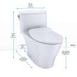 Toto(R) Nexus(R) One-Piece Elongated 1.28 Gpf Universal Height Toilet With Cefiontect And Ss234 Softclose Seat, Washlet+ Ready, Cotton White - MS642234CEFG#01