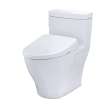 Toto(R) Washlet(R)+ Aimes(R) One-Piece Elongated 1.28 Gpf Toilet With Auto Flush S7 Contemporary Bidet Seat, Cotton White - MW6264726CEFGA#01