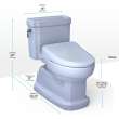 Toto(R) Washlet(R)+ Eco Guinevere(R) Elongated 1.28 Gpf Universal Height Toilet And S7A Classic Bidet Seat With Auto Open/Close, Cotton White - MW9744734CEFG#01