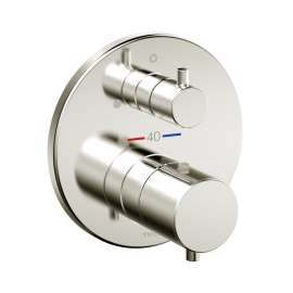 Toto(R) Round Thermostatic Mixing Valve With Volume Control Shower Trim, Brushed Nickel - TBV01407U#BN