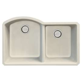 31.375-in x 20.5-in x 9.5-in Granite 1-3/4 D-Shape Double Undermount Kitchen Sink in Cafe Latte with Grids, Strainer, Disposer Strainer, Installation Kit