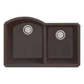 31.375-in x 20.5-in x 9.5-in Granite 1-3/4 D-Shape Double Undermount Kitchen Sink in Espresso with Grids, Strainer, Disposer Strainer, Installation Kit