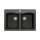 33-in x 22-in x 9.5-in Granite Double Equal Drop-in 1-Hole Kitchen Sink in Black with Faucet, Grids, Strainer, Disposer Strainer, Installation Kit