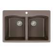 33-in x 22-in x 9.5-in Granite Double Equal Drop-in 1-Hole Kitchen Sink in Espresso with Faucet, Grids, Strainer, Disposer Strainer, Installation Kit