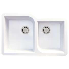 31.75-in x 20.75-in x 9.5-in Granite 1-3/4 Offset Double Undermount Kitchen Sink with Grids, Strainer, Disposer Strainer, Installation Kit