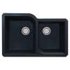 31.75-in x 20.75-in x 9.5-in Granite 1-3/4 Offset Double Undermount Kitchen Sink in Black with Grids, Strainer, Disposer Strainer, Installation Kit