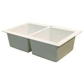 33-in x 22-in x 9.5-in silQ Granite Kitchen Sink with Double Equal Bowls, Drop-in Installation, with 1 Pre-Drilled Faucet Hole, in White