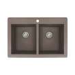 33.0625-in x 22.0625-in x 9.5-in Granite Double Equal Drop-in 1-Hole Kitchen Sink in Espresso with Grids, Strainer, Disposer Strainer, Installation Kit