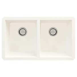 31.75-in x 19.125-in x 9.5-in Granite Double Equal Undermount Kitchen Sink with Grids, Strainer, Disposer Strainer, Installation Kit