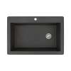 22-in W x 33-in L Granite Super Single Drop-in 1-Hole Kitchen Sink in Black with Faucet, Grid, Strainer, Installation Kit