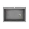 22-in W x 33-in L Granite Super Single Drop-in 1-Hole Kitchen Sink in Grey with Faucet, Grid, Strainer, Installation Kit