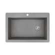 22-in W x 33-in L Granite Super Single Drop-in 1-Hole Kitchen Sink in Grey with Grid, Strainer, Installation Kit