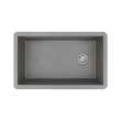 KF-RUSS3118-01 Radius 31.75-in x 19.125-in x 9.5-in Granite Super Single Undermount Kitchen Sink in Grey with Faucet, Grid, Strainer, Installation Kit