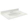SM2519-1 Samson 25-in x 19-in Cultured Marble Single Bowl Vanity Top, White on White