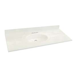SM6122-1 Samson 61-in x 22-in Cultured Marble Single Bowl Vanity Top, White on White
