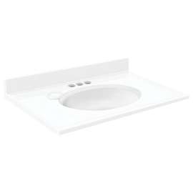 1439-7420 Samson 49-in x 19-in Cultured Marble Single Bowl Vanity Top, White (3-Pack)